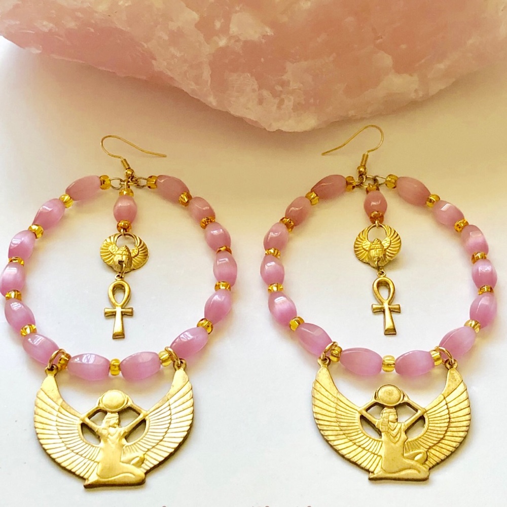 Isis Goddess Earrings Pink